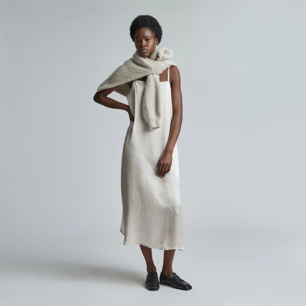 The Satin Square-Neck Slip Dress | Cream (6)