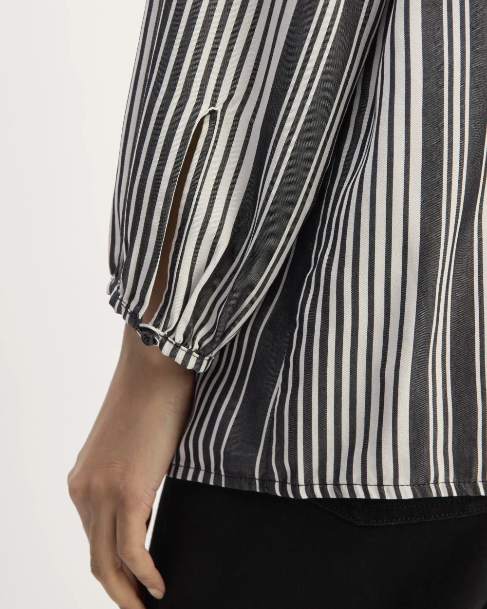 The Gathered Shirt in Butterlite | Black / Bone (3)