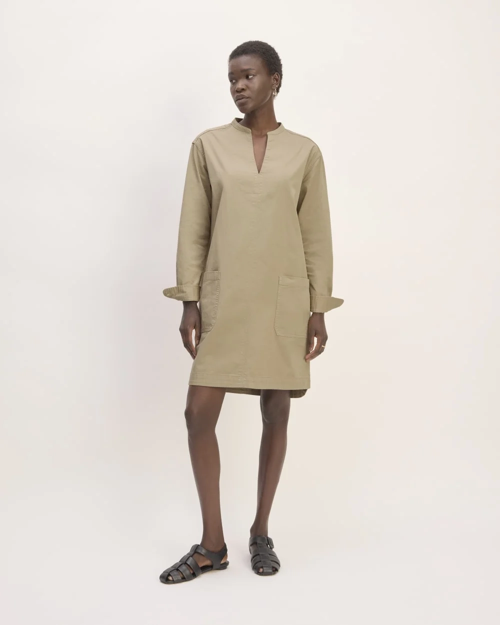 The Long-Sleeve Utility Mini Dress | Trench Coat Khaki (3)
