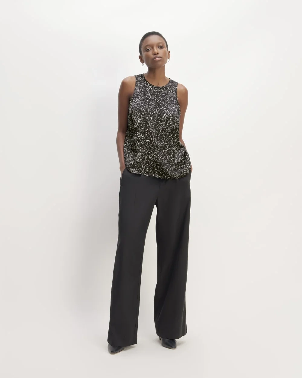 The Satin Racerback Top | Black Moonsplatter (4)