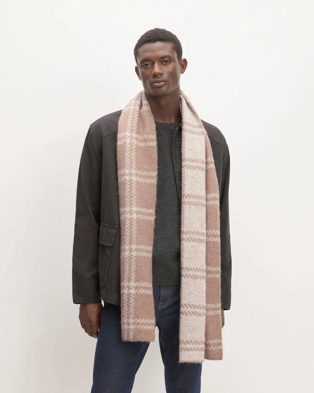 The Alpaca Patterned Scarf | Wheat / Lightest Taupe (5)
