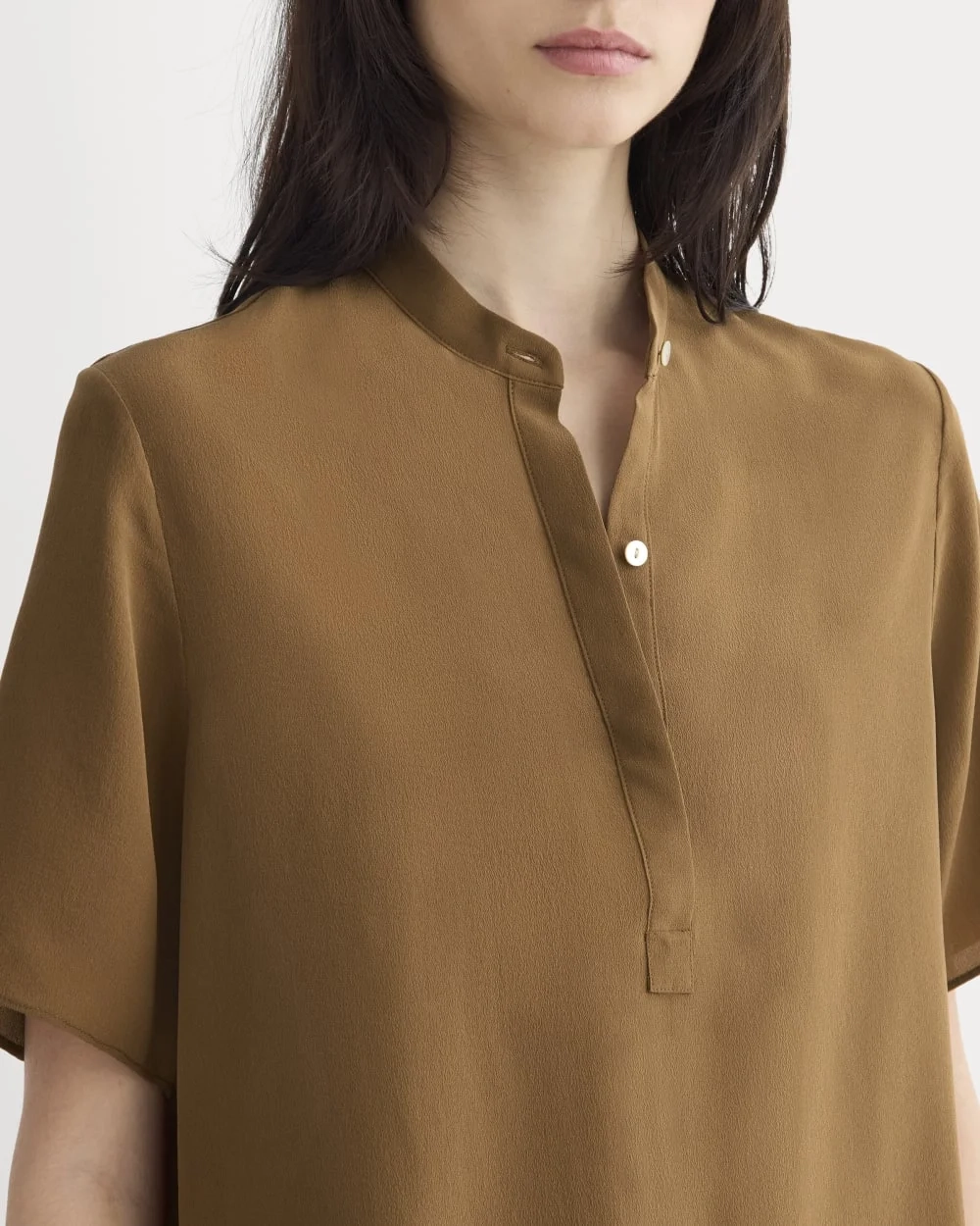 The Popover Top in Washable Silk | Toffee (4)
