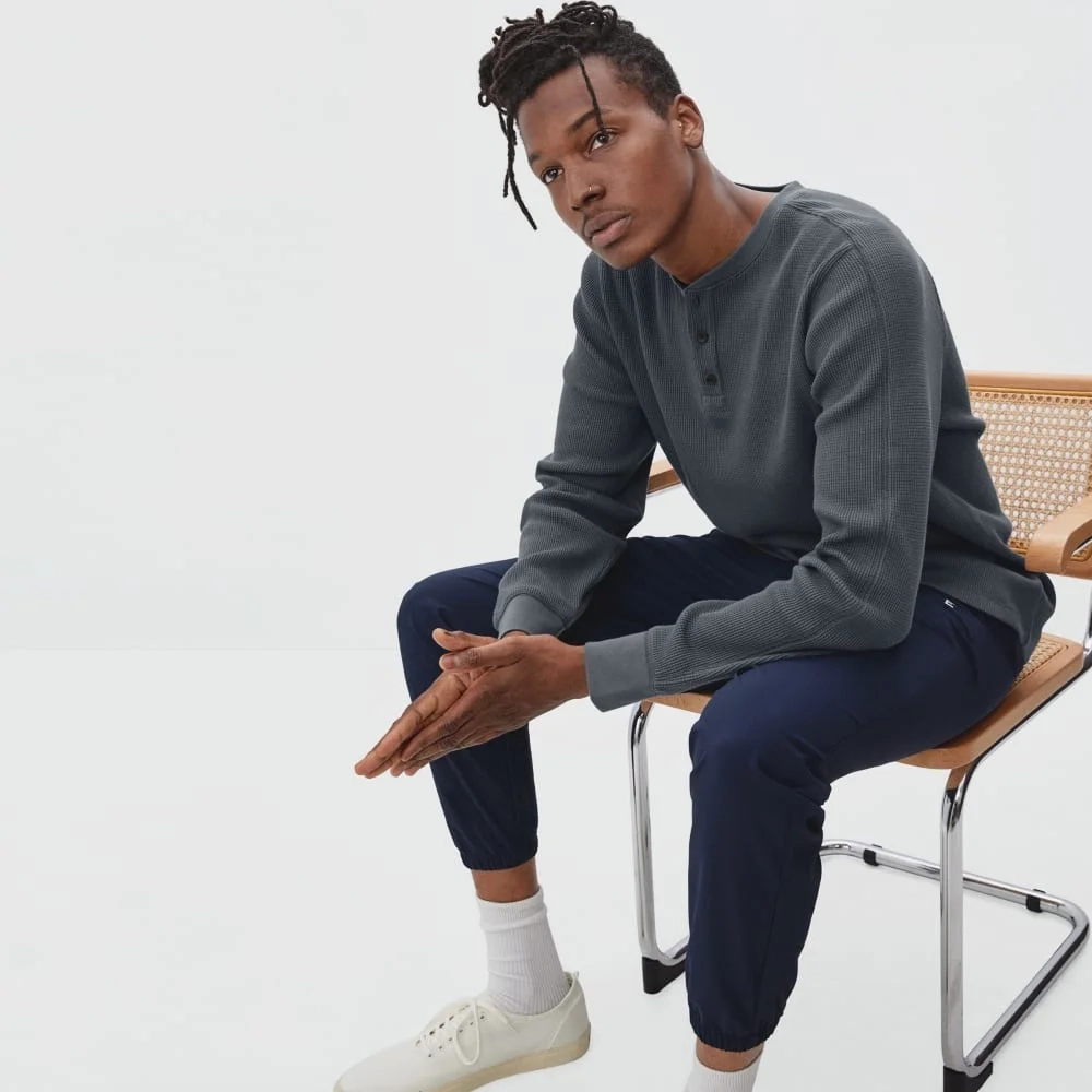 The Waffle Long-Sleeve Henley Tee | Slate (3)