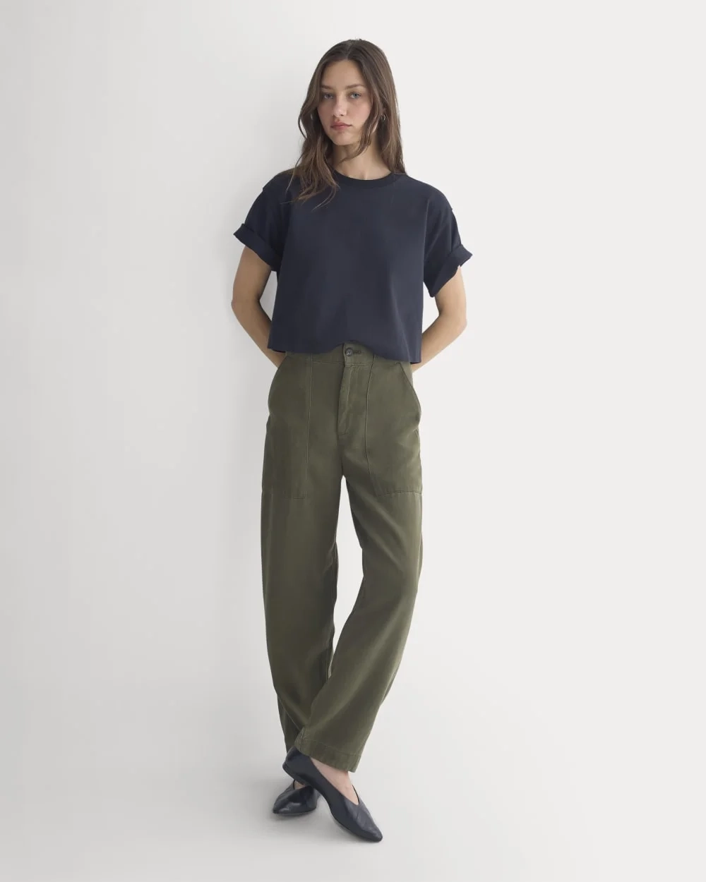 Patch Pocket Ballon Pant in Buttersoft | Olive Night (6)