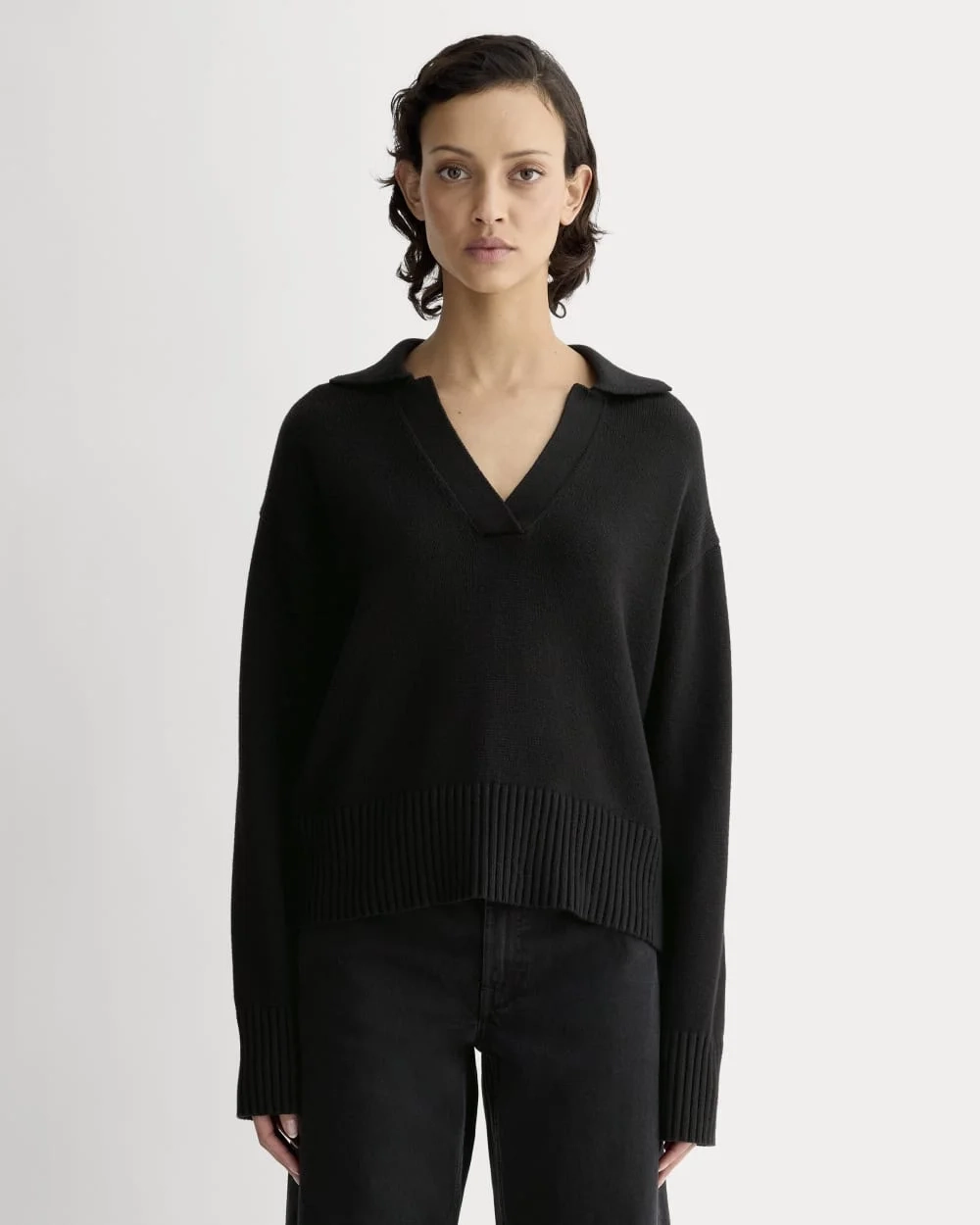 The Boxy Polo in Everyday Cotton | Black
