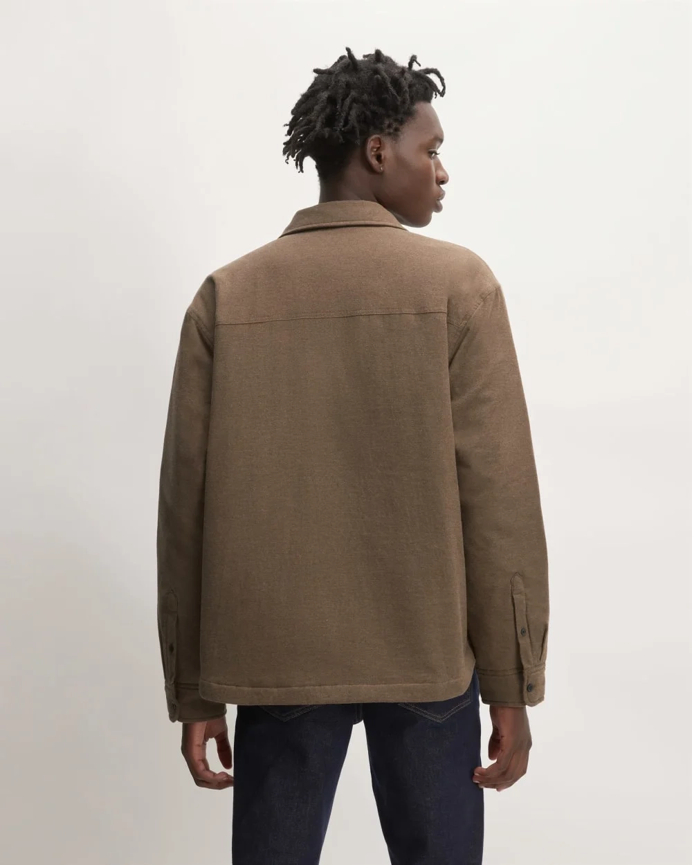 The Flannel Filled Shirt Jacket | Heathered Cocoa Brown (4)