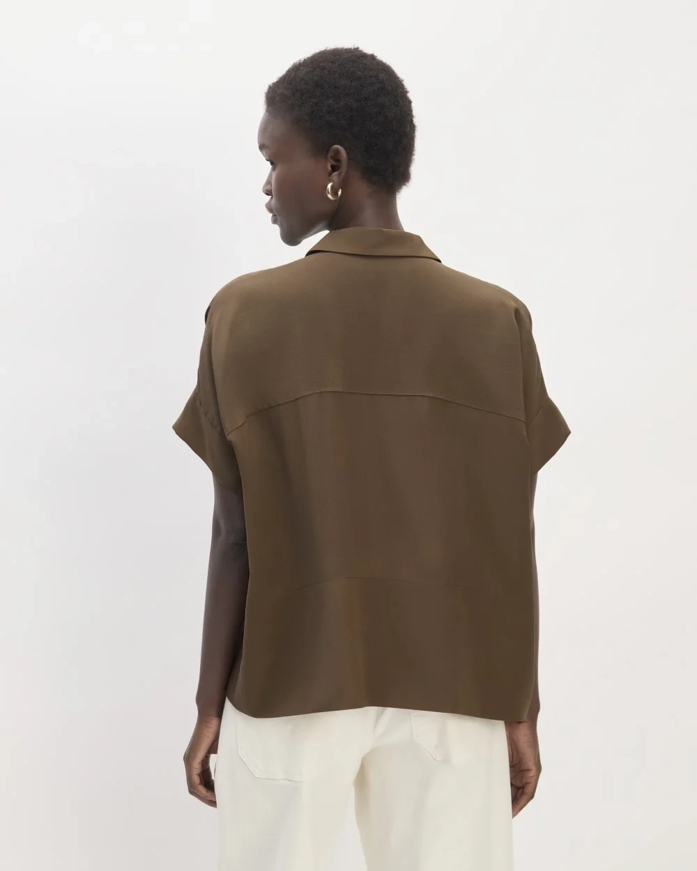 The Boxy Shirt in Washable Silk | Cocoa (3)