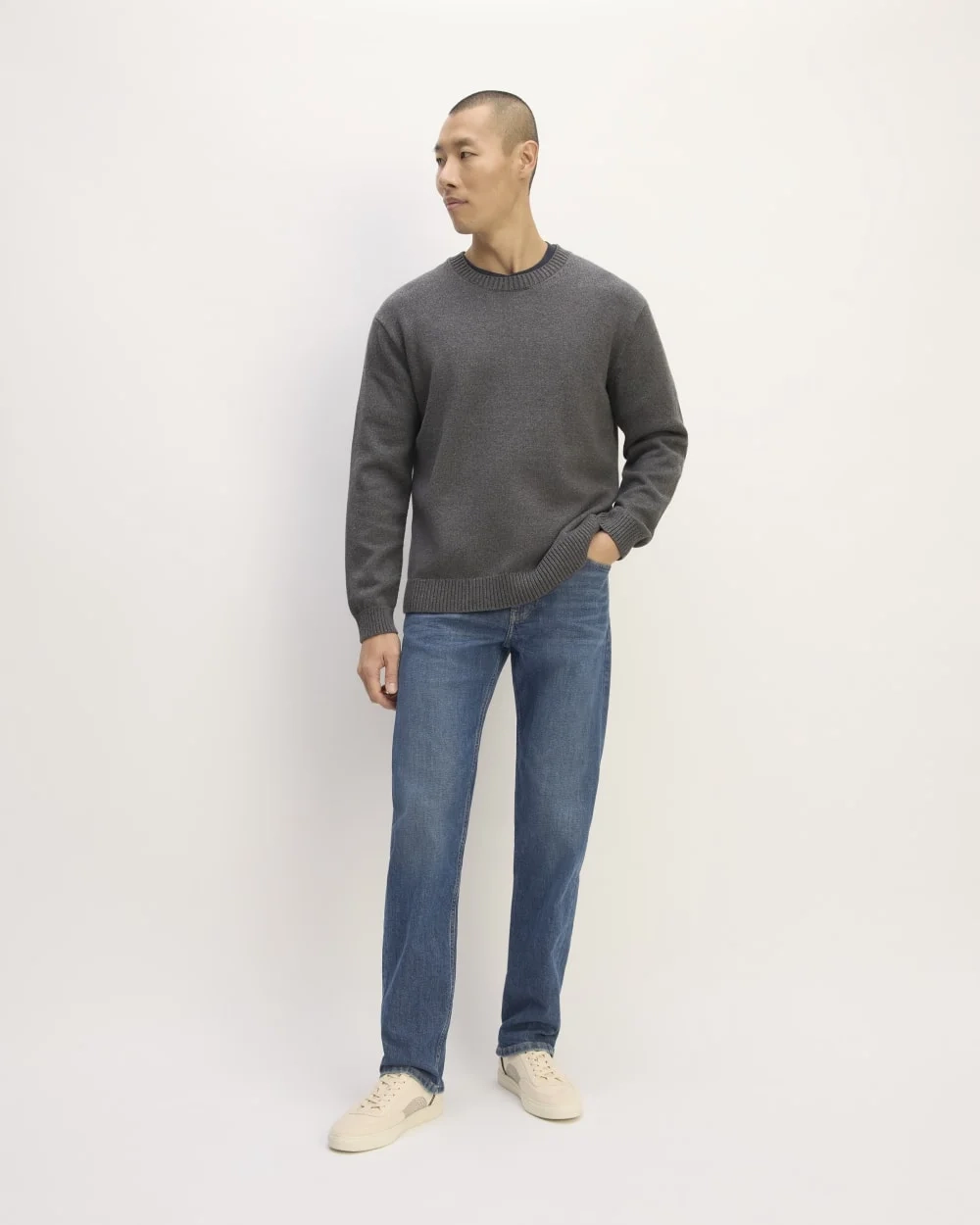 The Classic Sweater in Everyday Cotton | Heathered Charcoal (4)