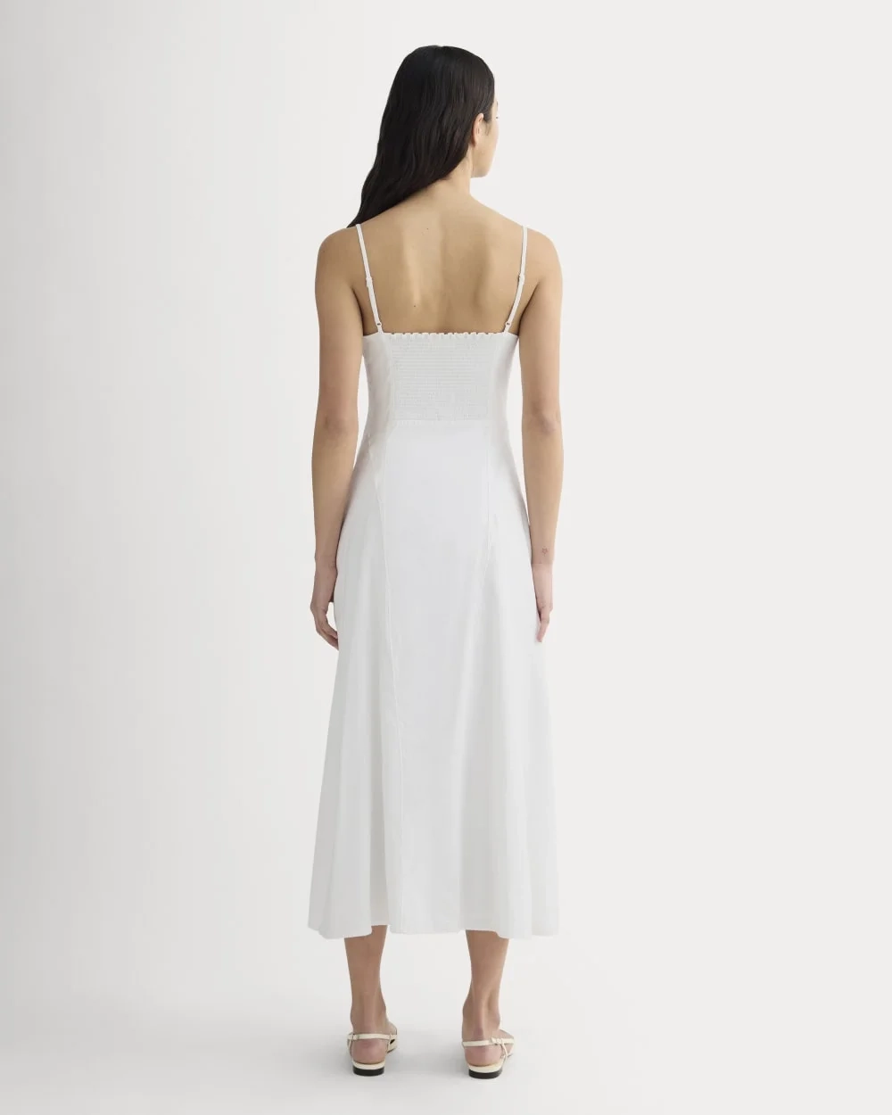 The Seamed Dress in Stretch Linen | White (5)