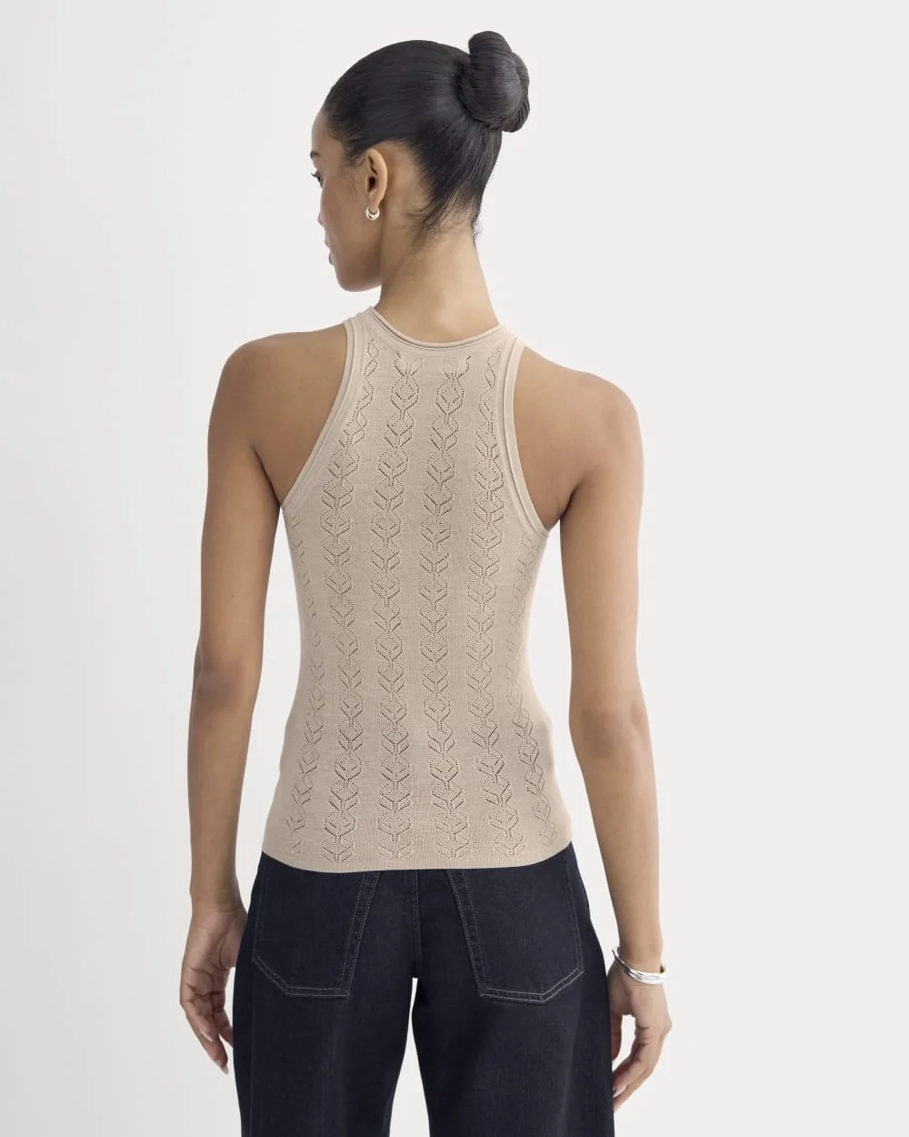 The Pointelle Racerback Tank in Ultrafine Merino | Pale Blush (4)