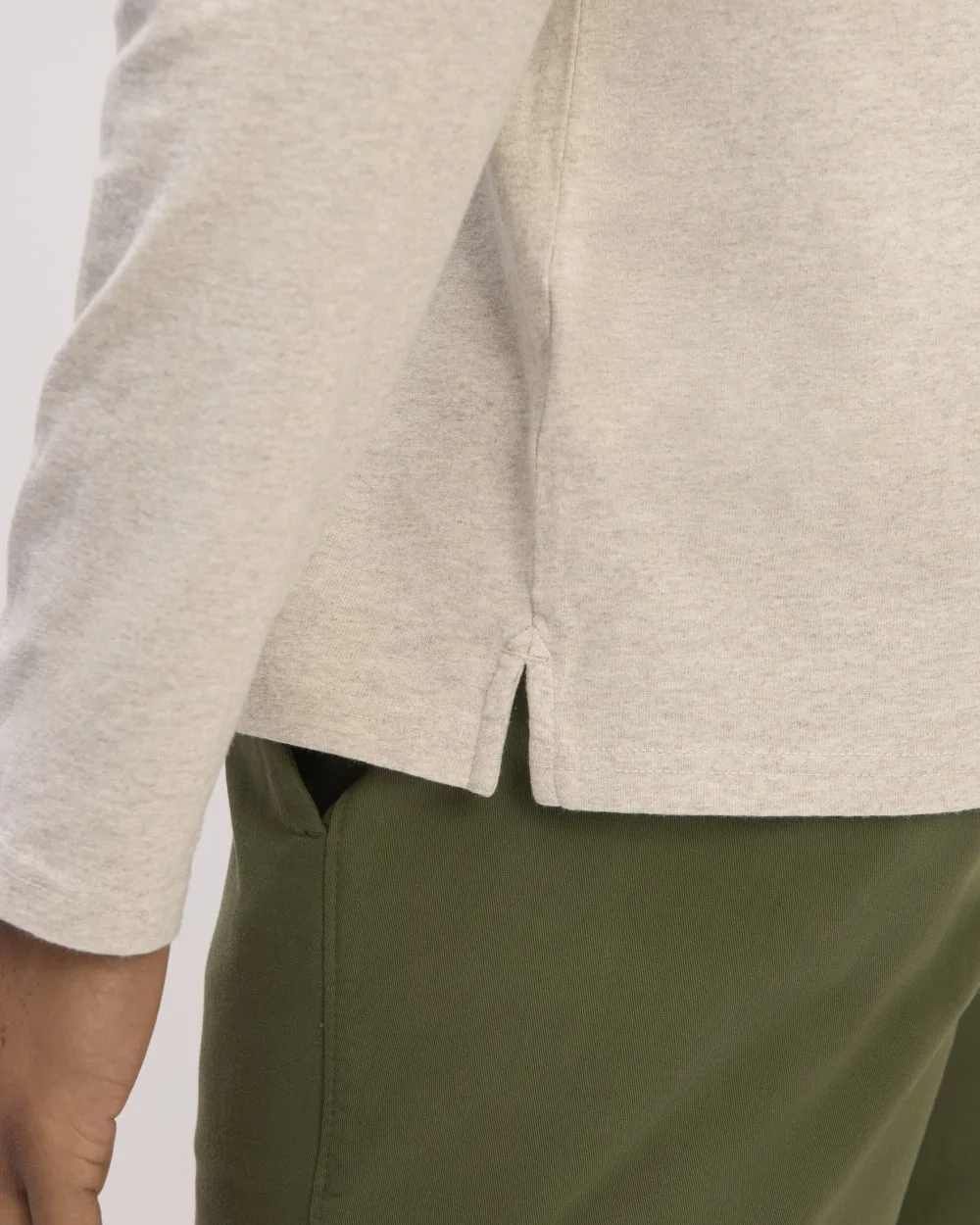 The Premium Weight Long-Sleeve Polo | Heather Oatmeal (5)