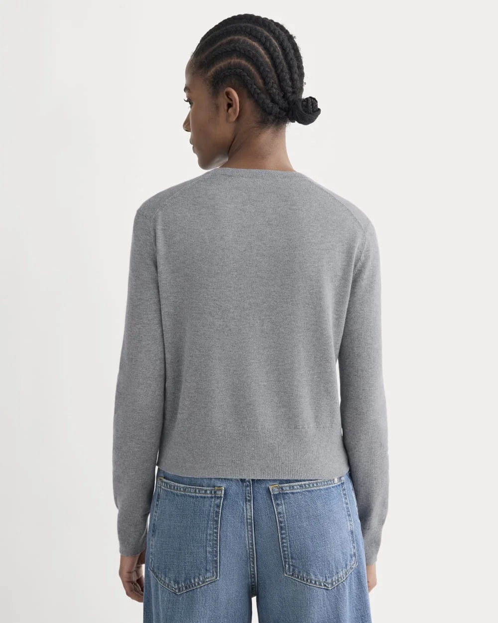 The Cropped Cardigan in Cotton Cashmere | Heather Charcoal (4)