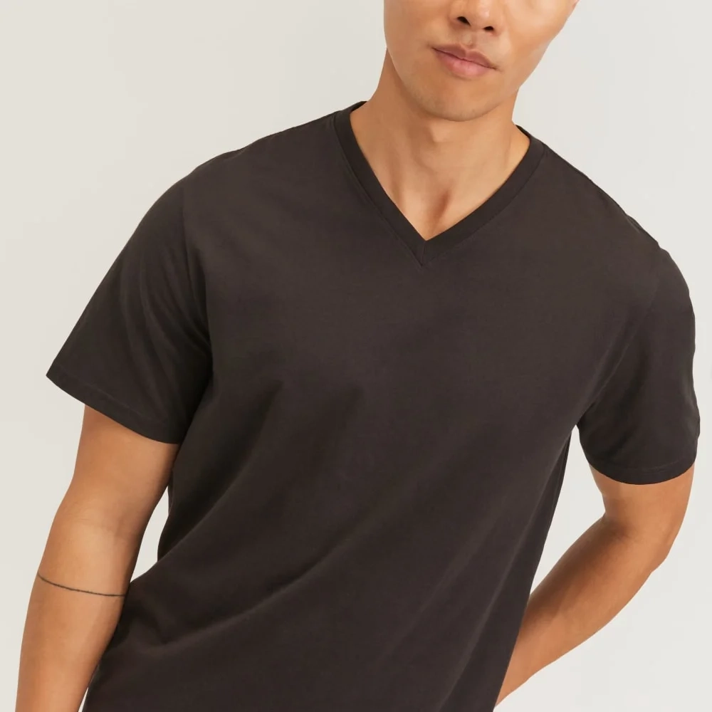 The Essential Organic V-Neck Tee | Vintage Black (2)