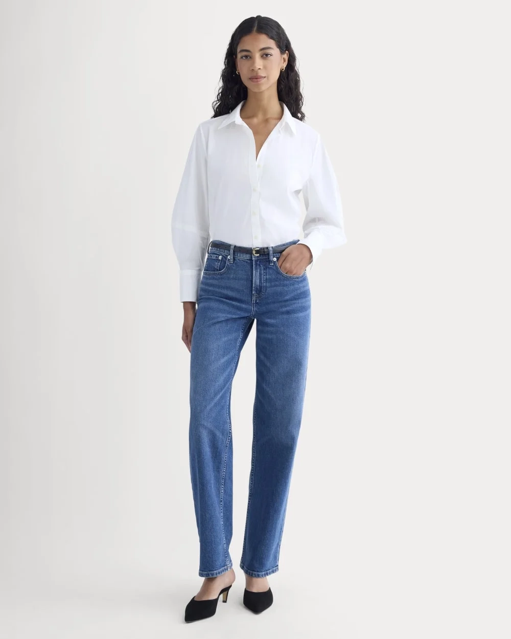 Lantern-Sleeve Shirt in Lightweight Cotton | White (3)