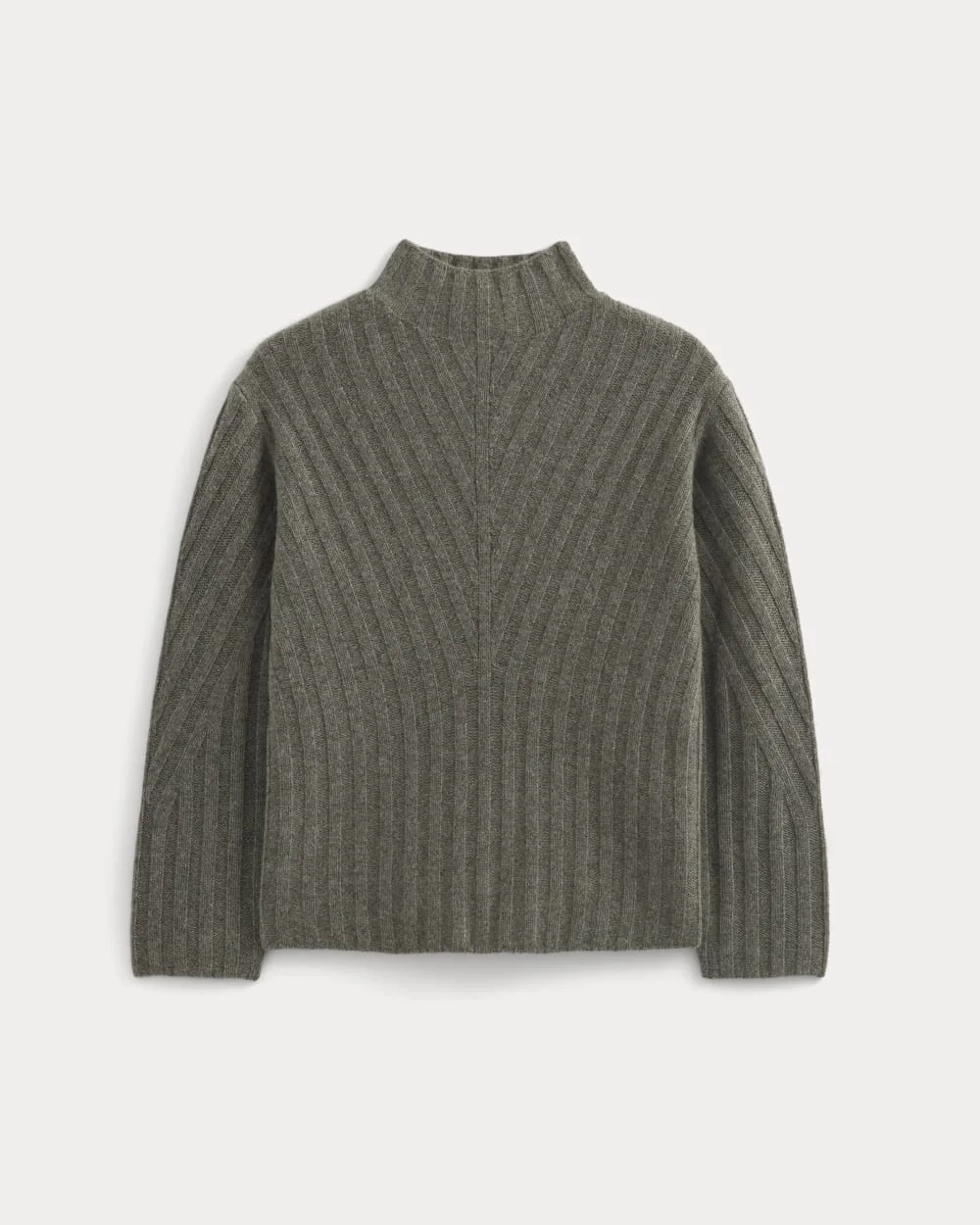 Funnel-Neck Sweater in Wool Cashmere | Heather Charcoal (6)