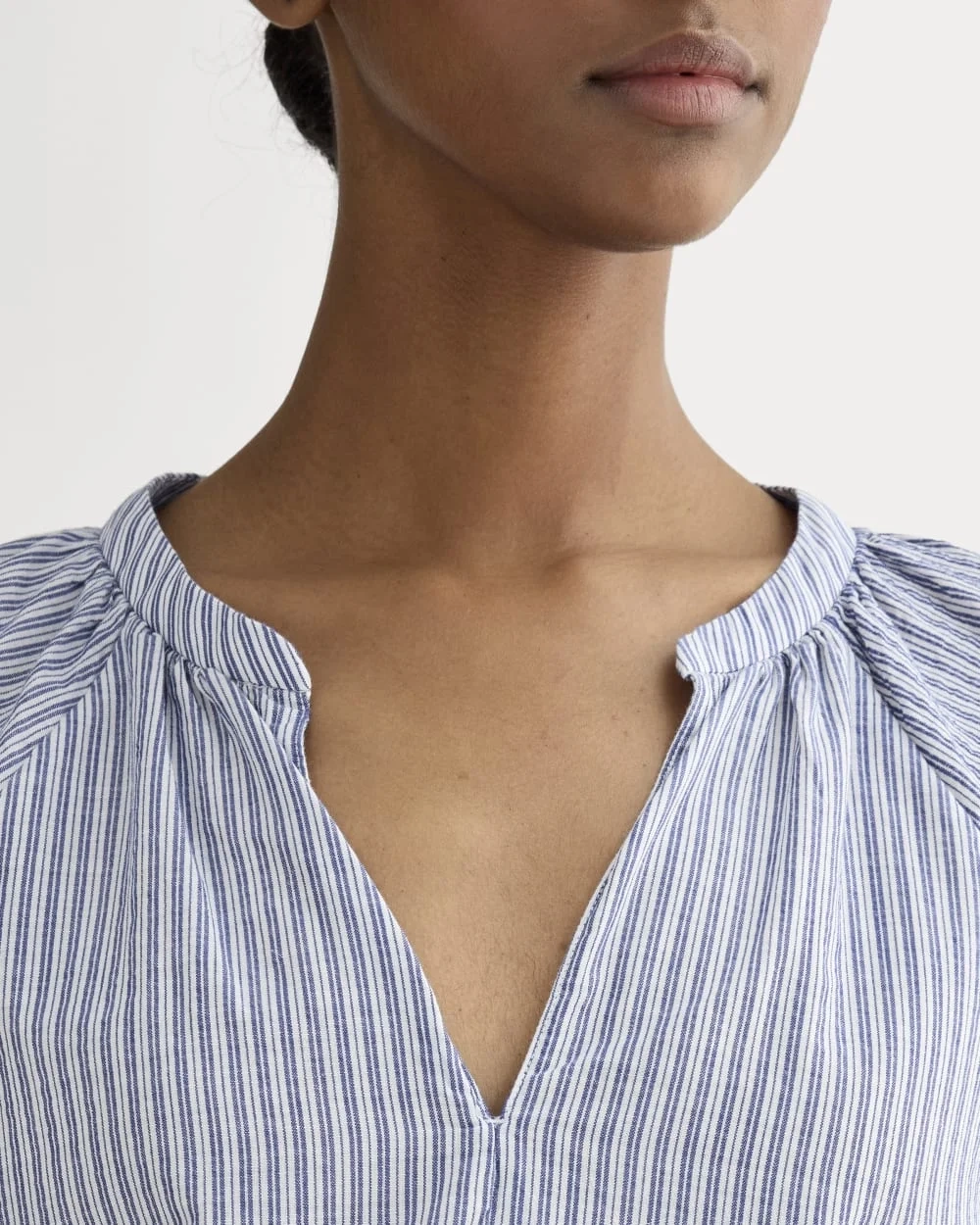 The Gauze Gathered Top | Mazarine Blue / Optic White (4)