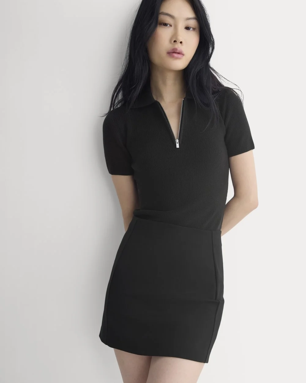 Knit Quarter-Zip Polo | Black (5)
