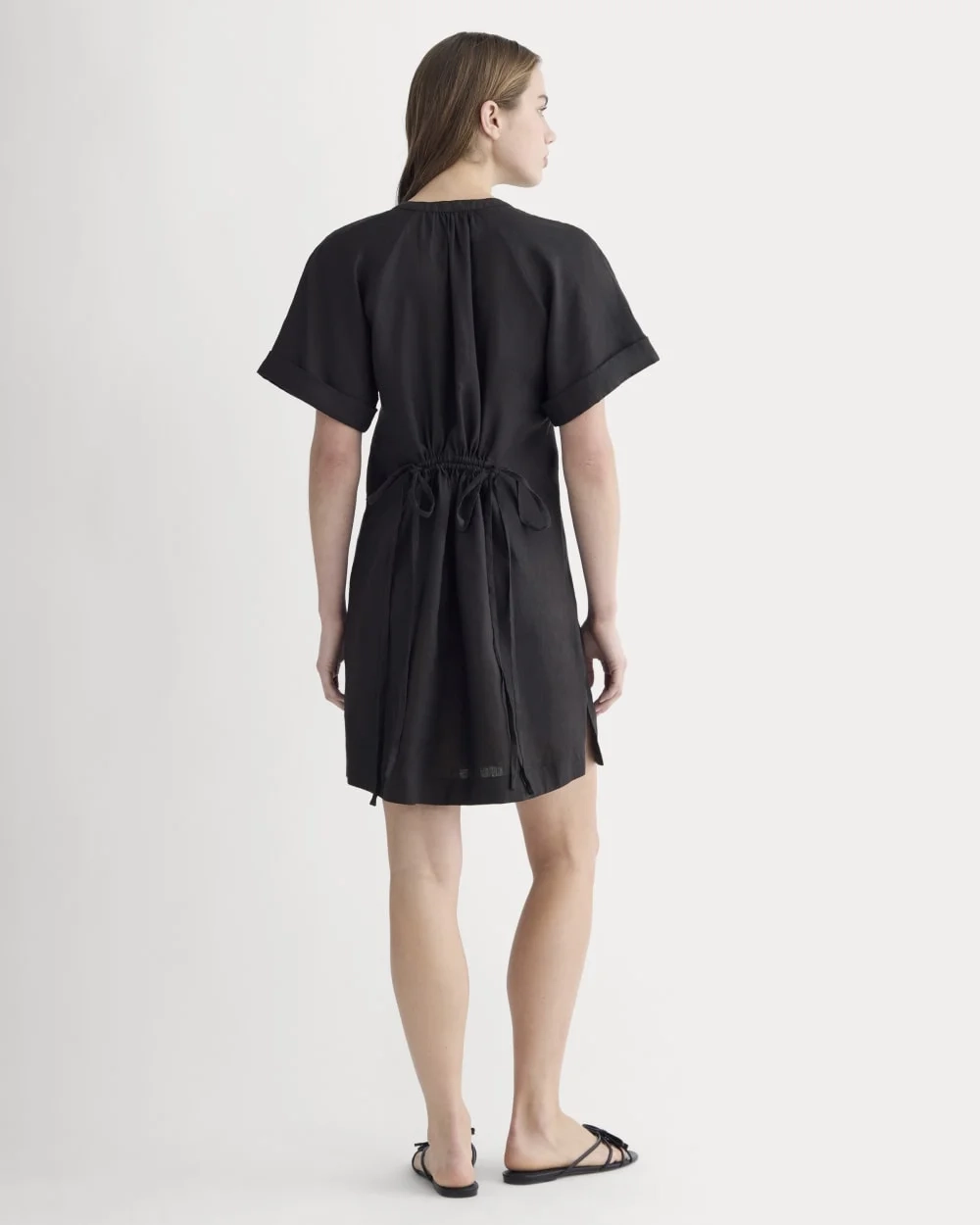 The Popover Dress in Linen | Black (4)