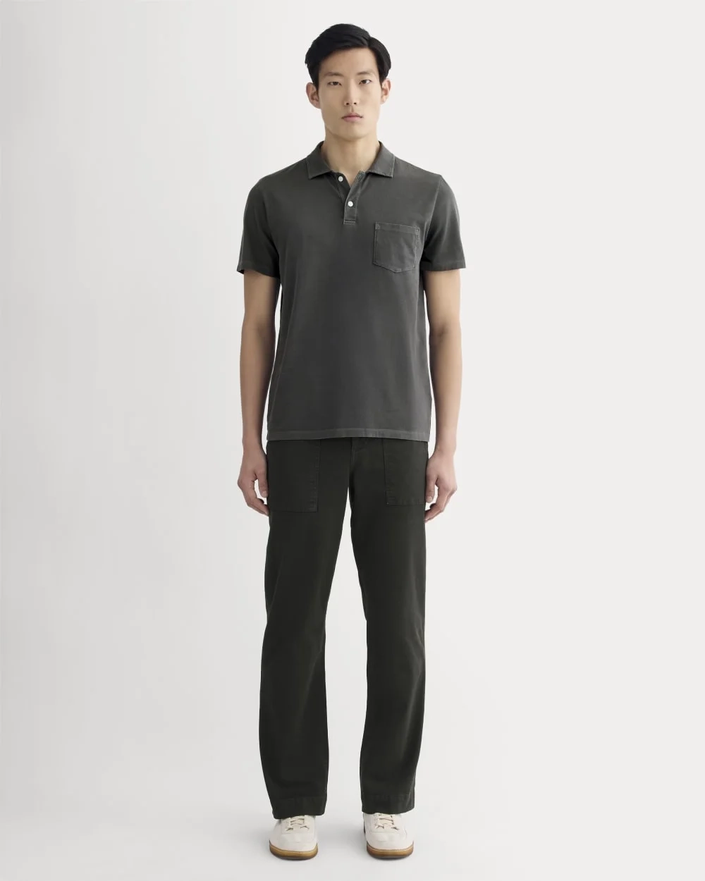 The Essential Organic Garment-Dyed Polo | Black (4)