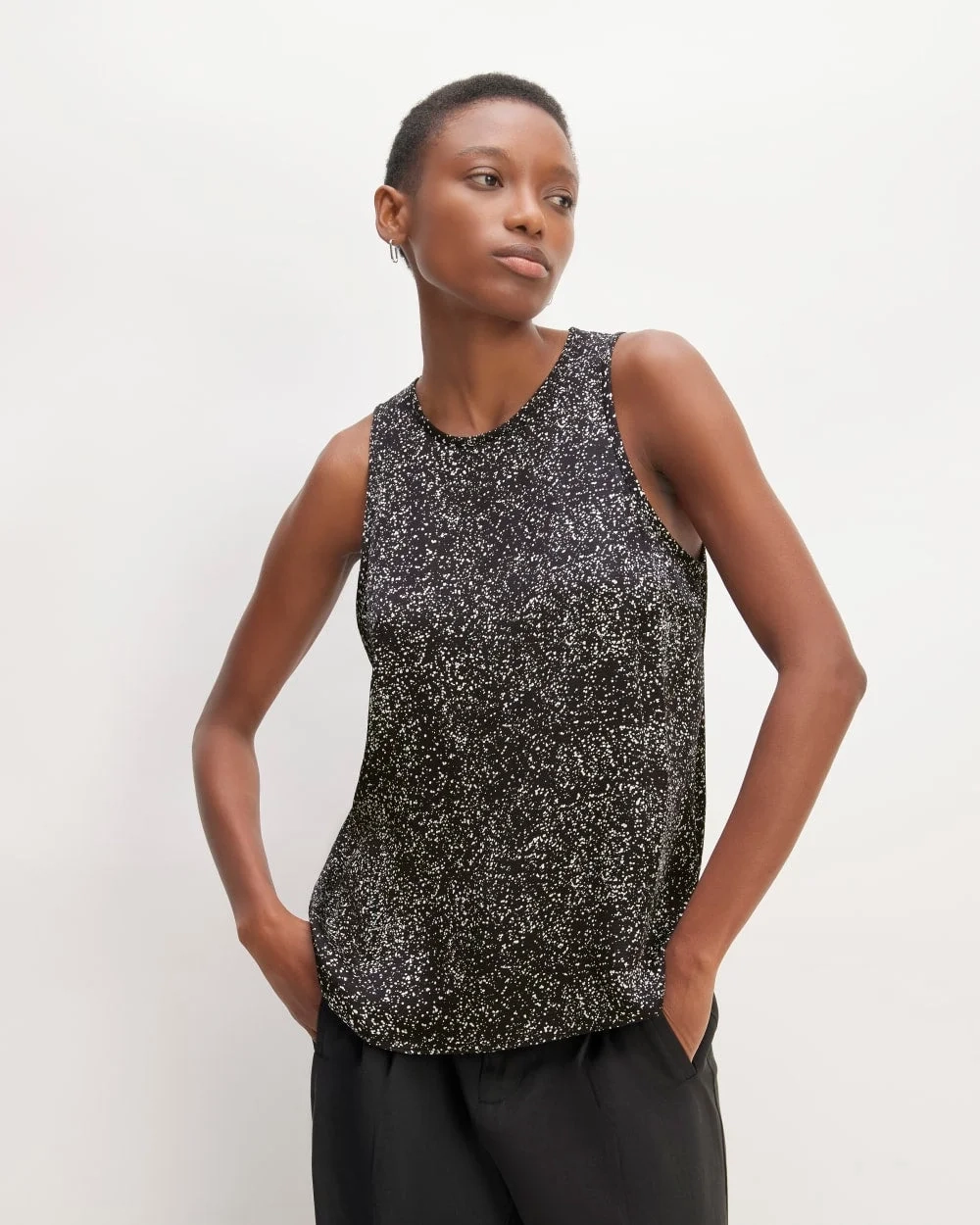 The Satin Racerback Top | Black Moonsplatter
