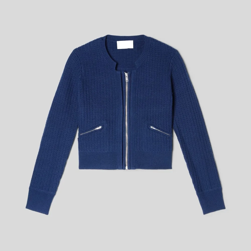 The Cropped Cotton-Merino Bomber | Bright Navy (5)