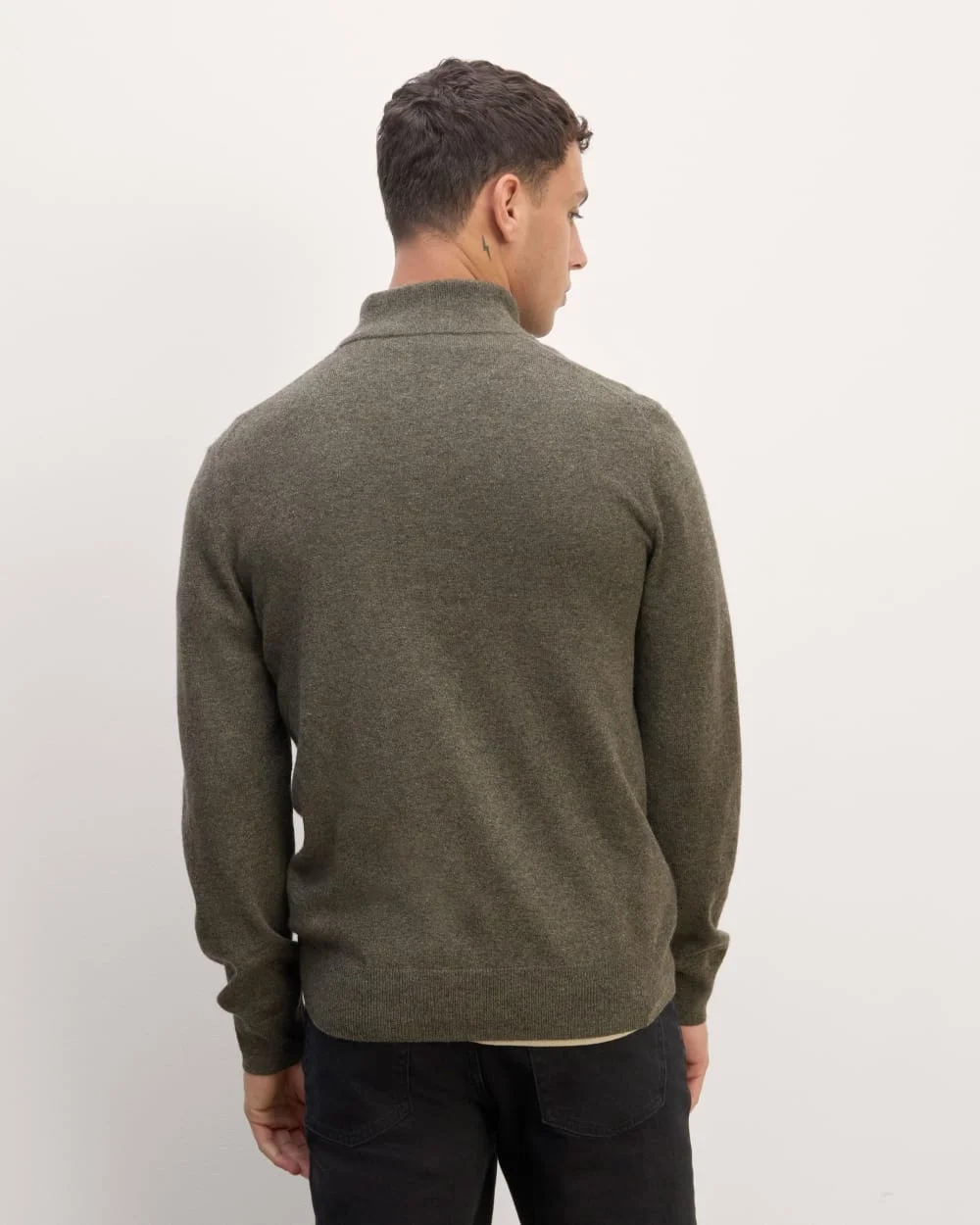 The Quarter-Zip in Cashmere | Heathered Army Green (3)