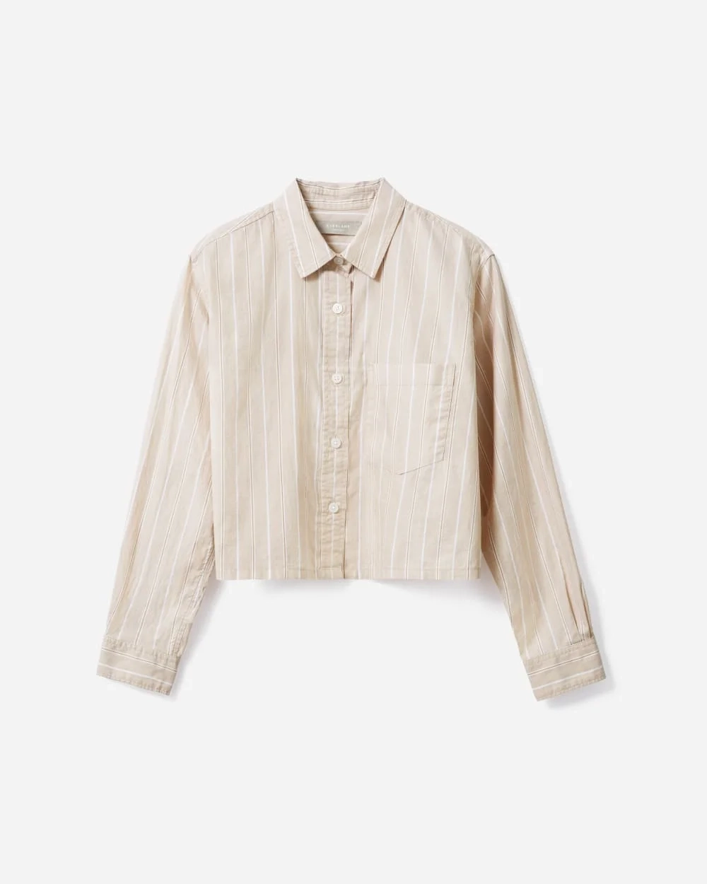 The Way-Short Shirt in Silky Cotton | Golden Brown / White (5)