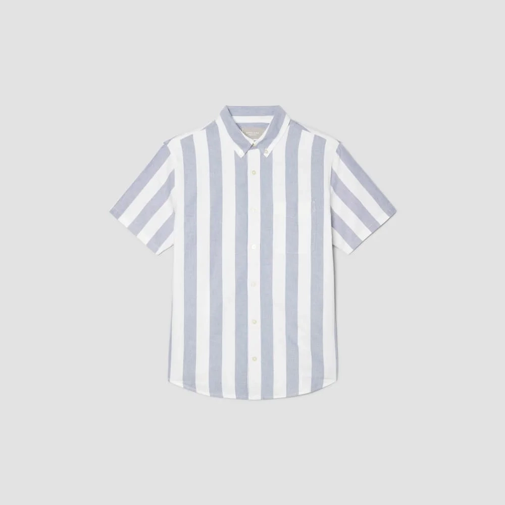 The Organic Short Sleeve Oxford Shirt | Mazarine Blue / Bone (6)