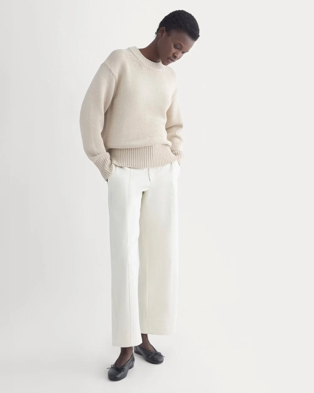 Oversized Cocoon Crew in Elevated Cotton | Peyote (5)