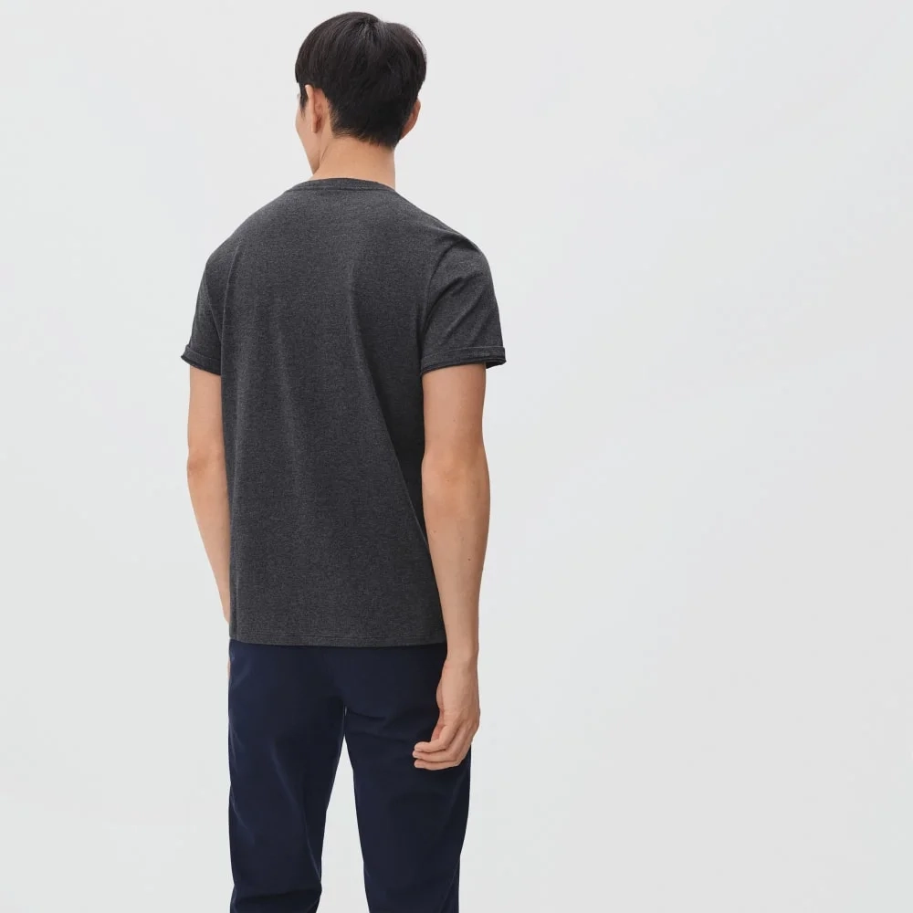 The Organic Cotton V-Neck Tee | Heather Charcoal (3)