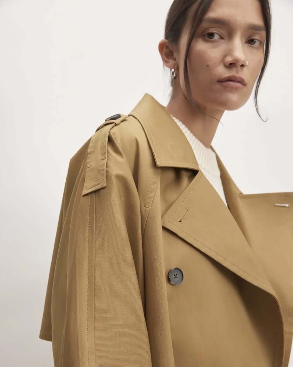 The Cotton Long Trench Coat | Toasted Coconut (3)