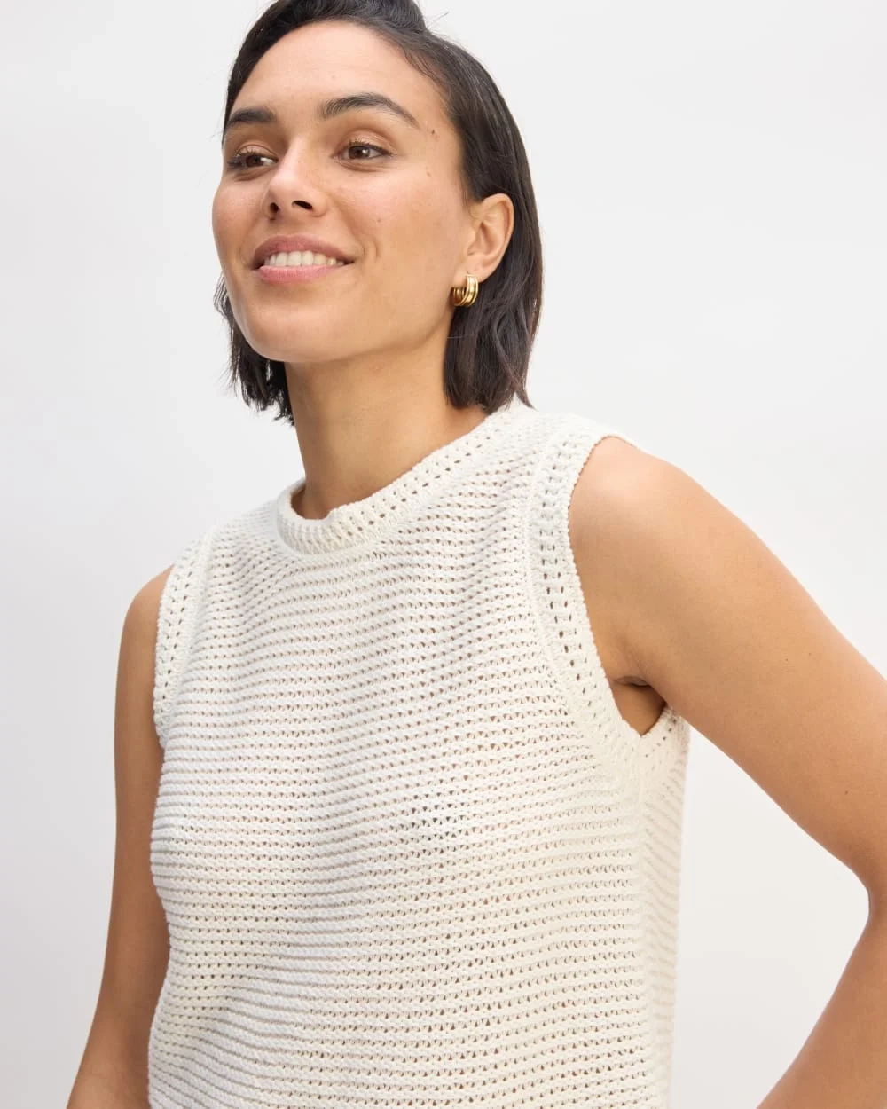 The Organic Cotton Open-Stitch Tank | Bone (5)