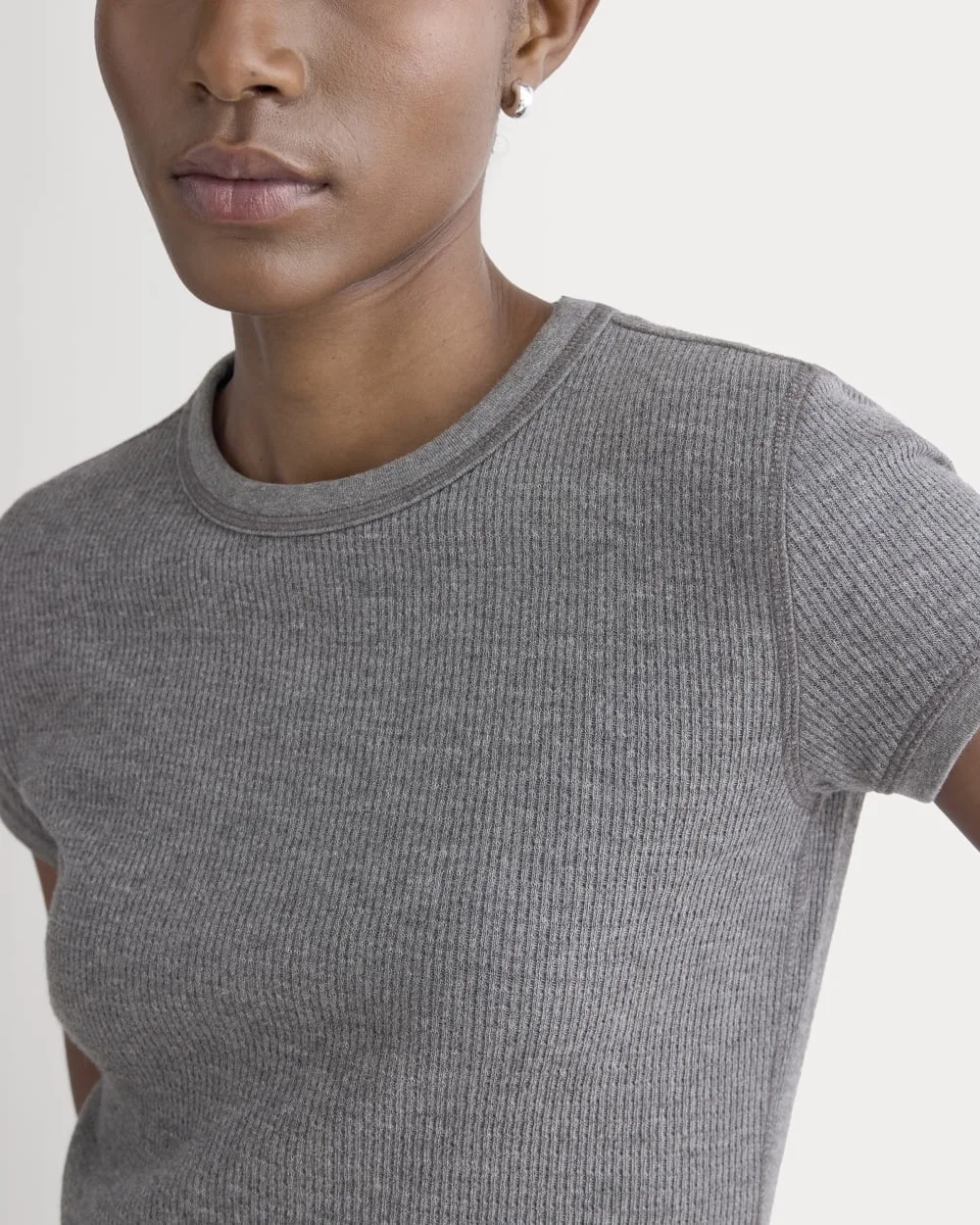 Shrunken Tee in Cozy Waffle | Heathered Charcoal (4)