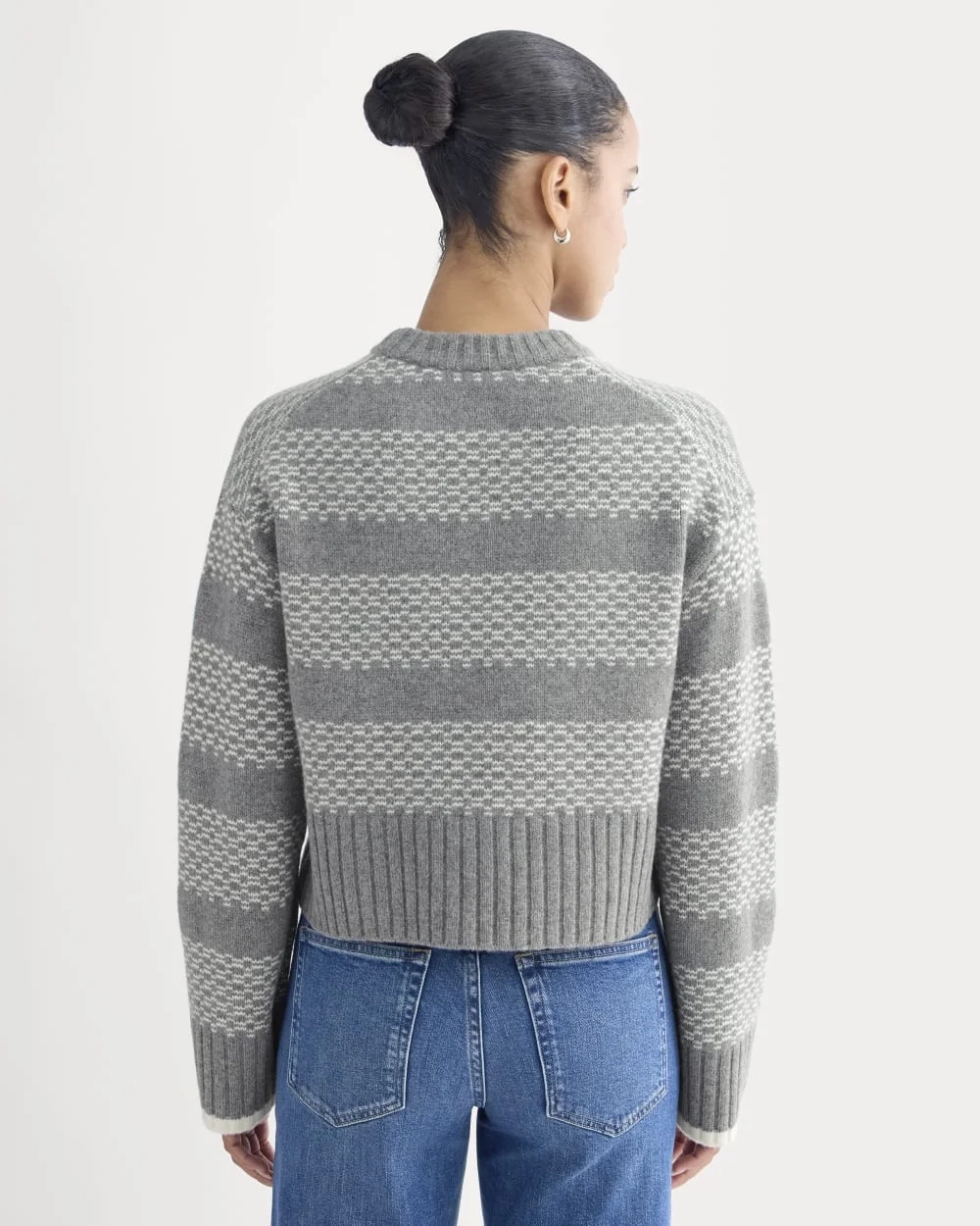 Nordic Cropped Boxy Crew in Luxe Merino | Heathered Mid Grey (2)