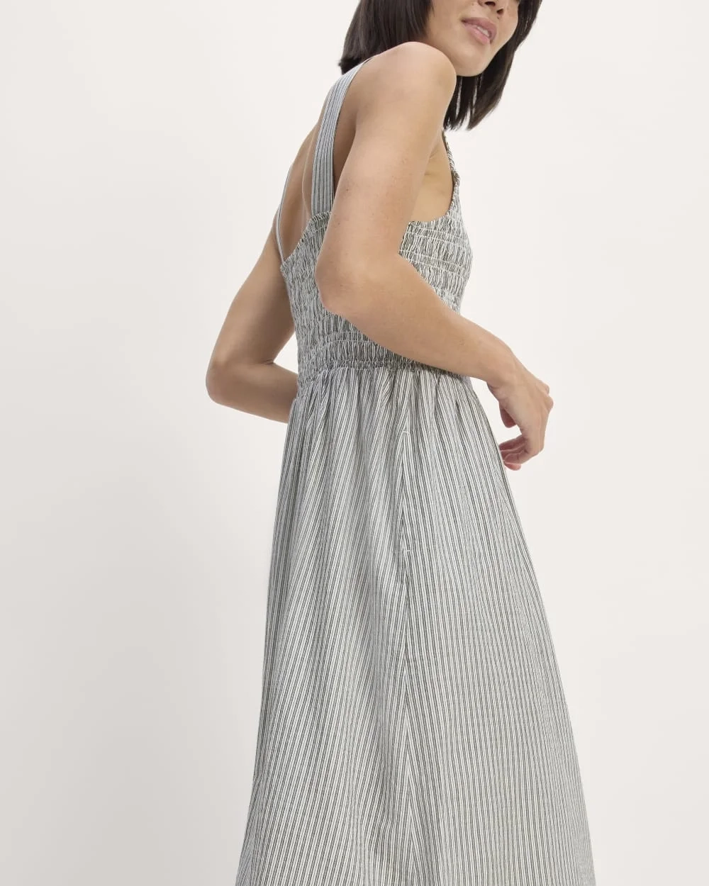 The Gauze Smock Dress | White / Black (5)