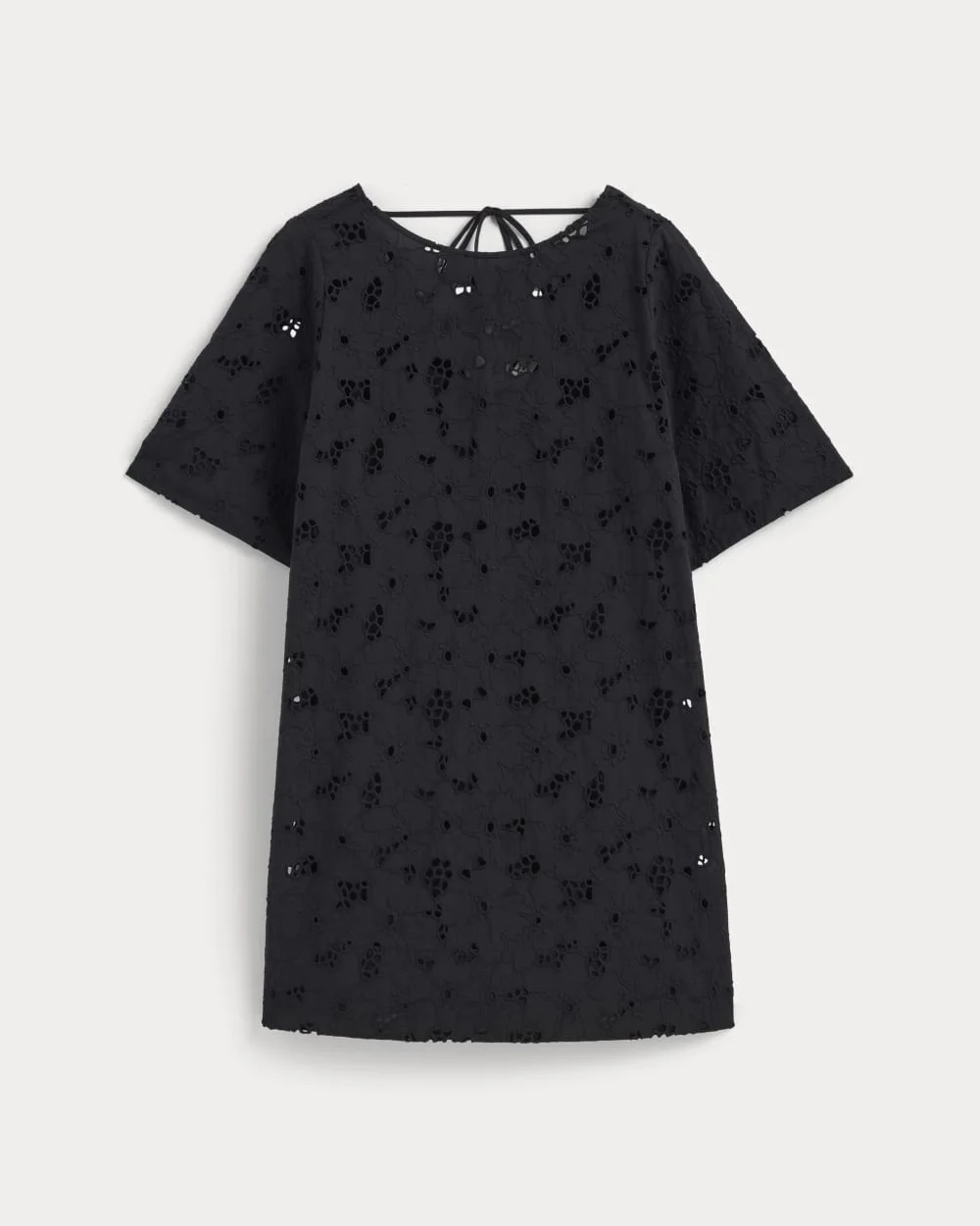 The Eyelet Mini Shift Dress | Black (4)