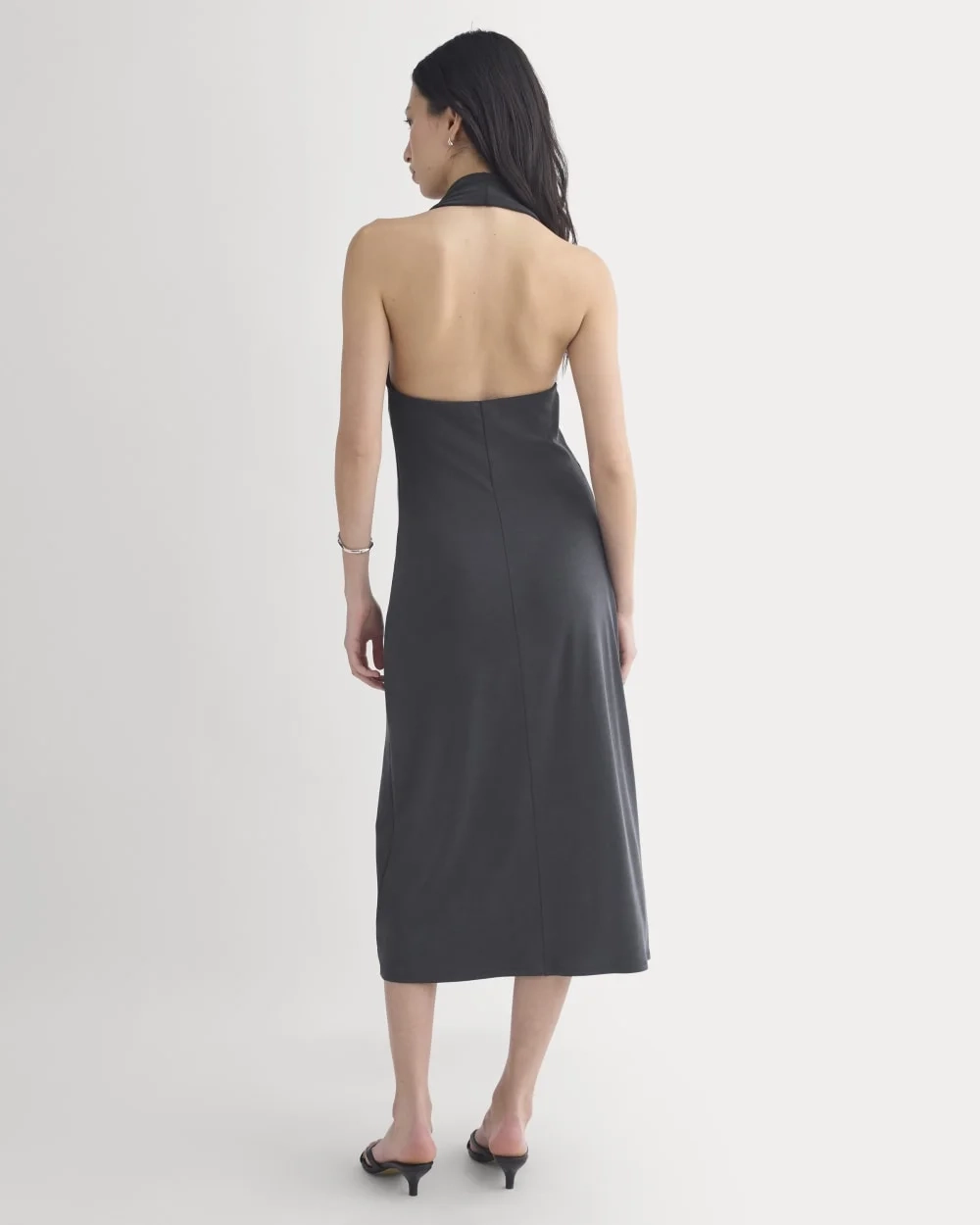 Cowlneck Halter Dress in Butterknit | Black (4)