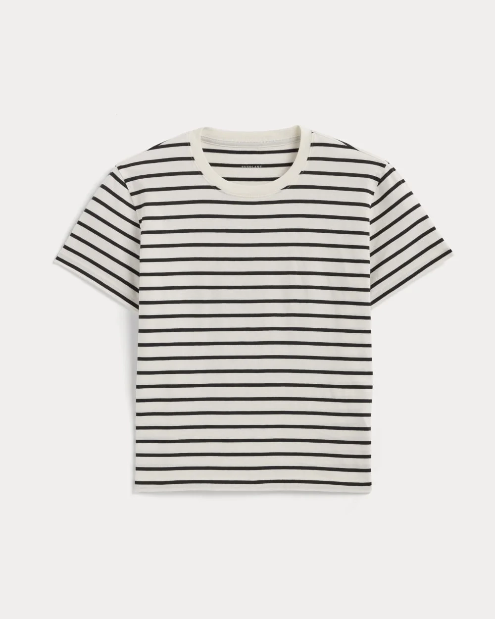 The Box-Cut Tee in Essential Cotton | Bone / Black | No Pocket (4)