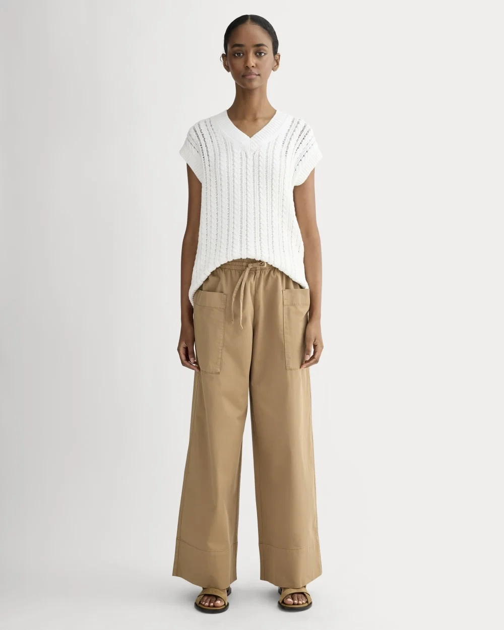 The Mesh Cable Vest in Everyday Cotton | White (4)