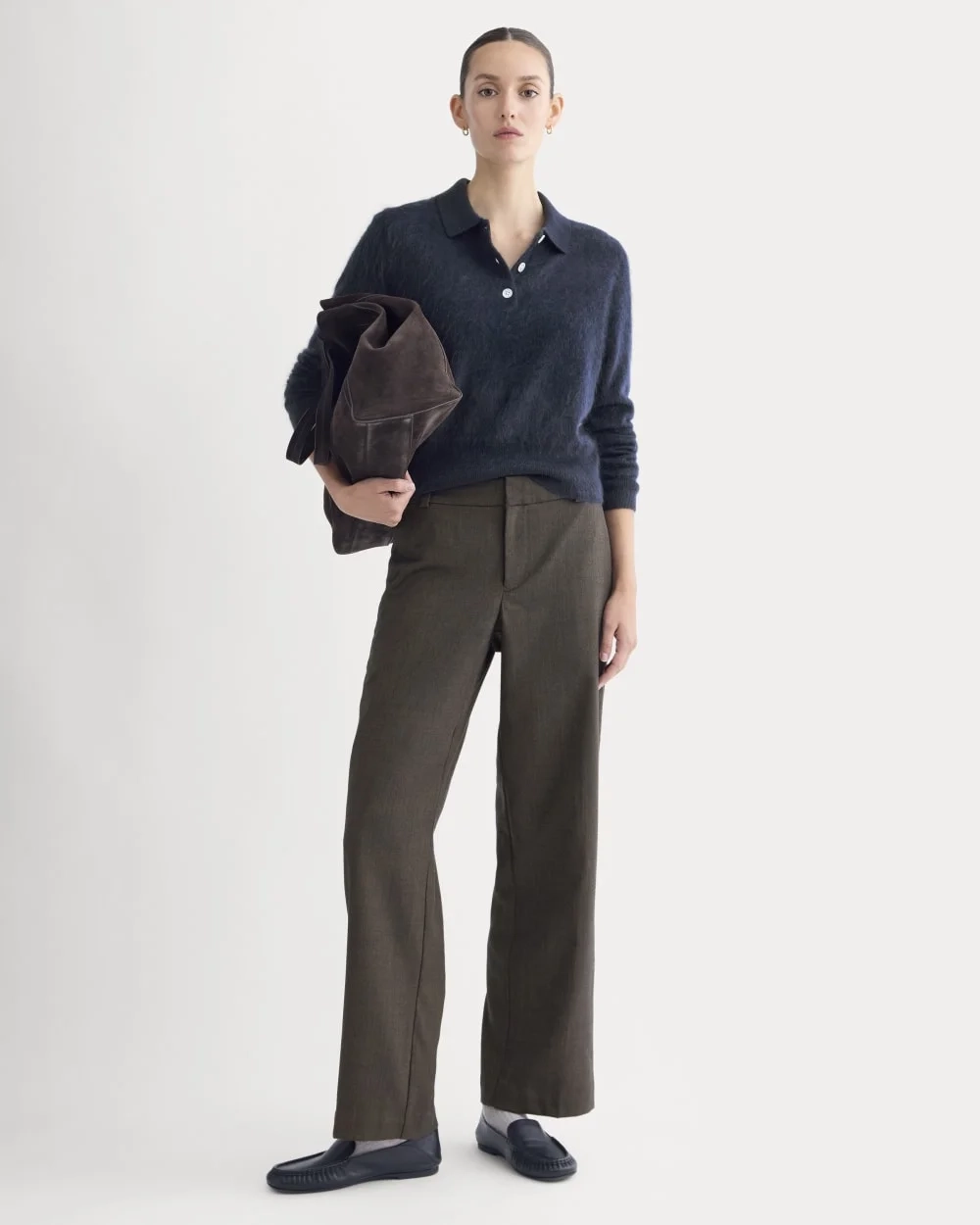 Lush Cashmere Cropped Polo Sweater | Starry Navy (4)