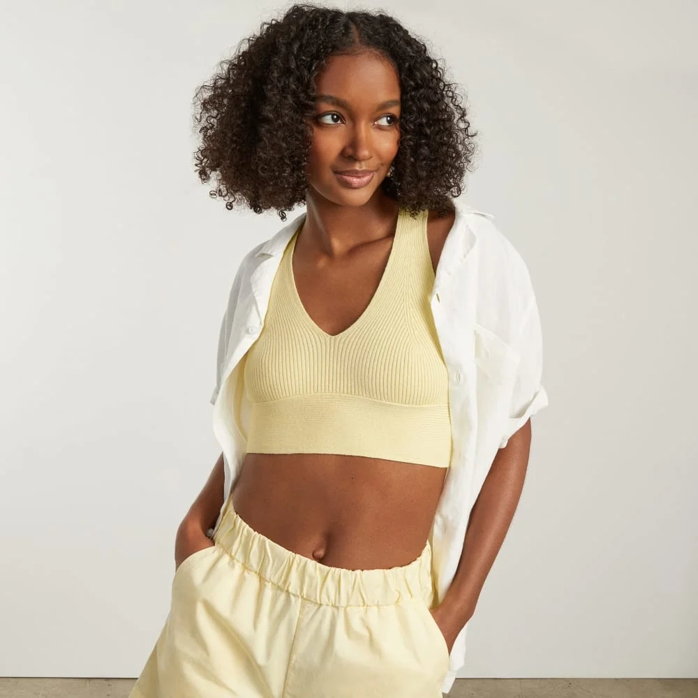 The Cross-Back Cropped Sweater Top | Pastel Yellow (3)