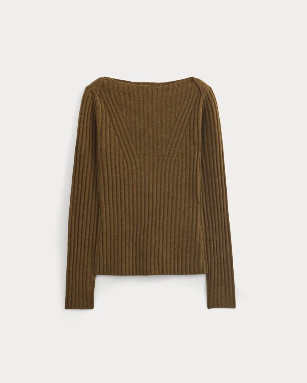 Cashmere Ribbed Boat-Neck Sweater | Heathered Toffee (4)