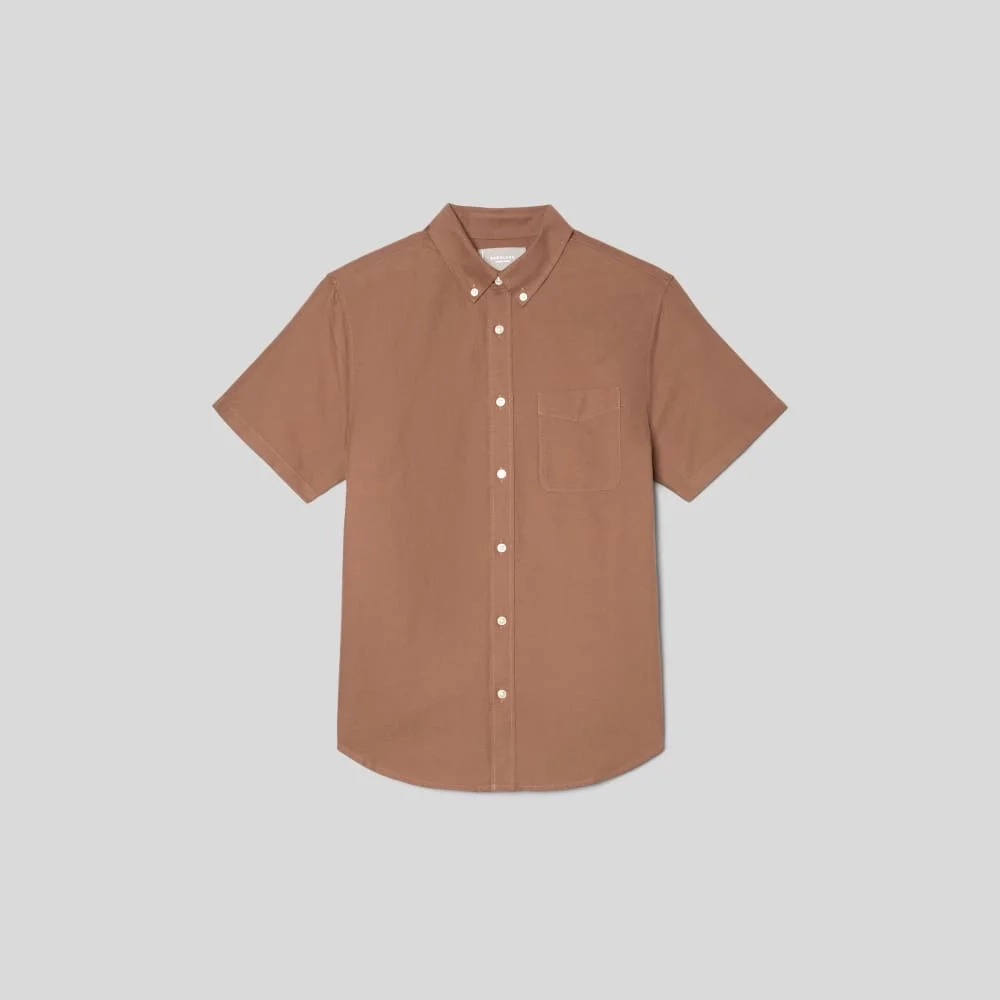 The Organic Short Sleeve Oxford Shirt | Carob Brown (4)