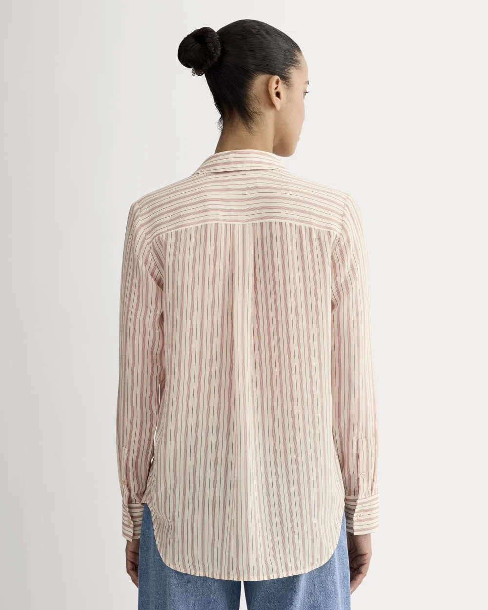 The Must-Have Shirt in Washable Silk | Bone / Dusky Rose (6)