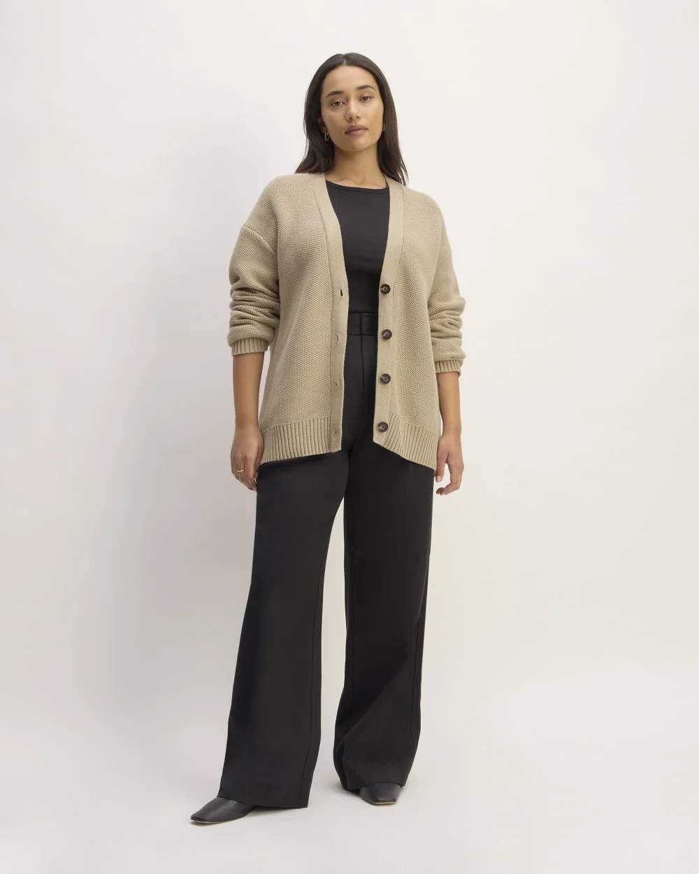 The Cotton Honeycomb Cardigan | Trench Coat Khaki (4)
