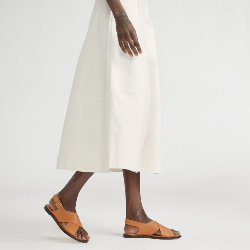 The Structured Cotton Bell Dress | Bone (4)