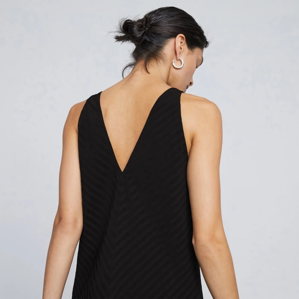 The City Stripe Midi Dress | Black (5)