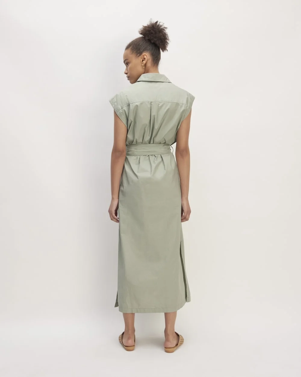 The Supima® Cotton Short-Sleeve Shirt Dress | Sage Green (4)