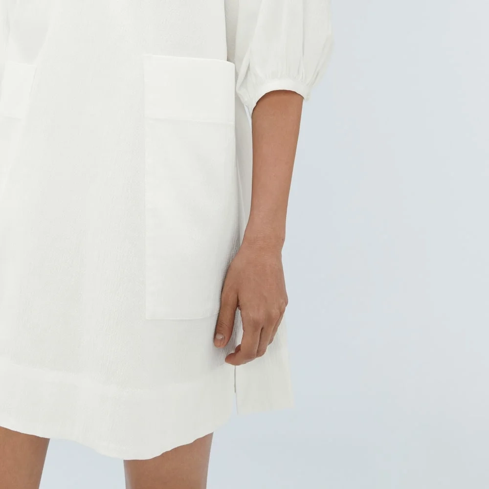 The Seersucker Puff Sleeve Dress | White (5)