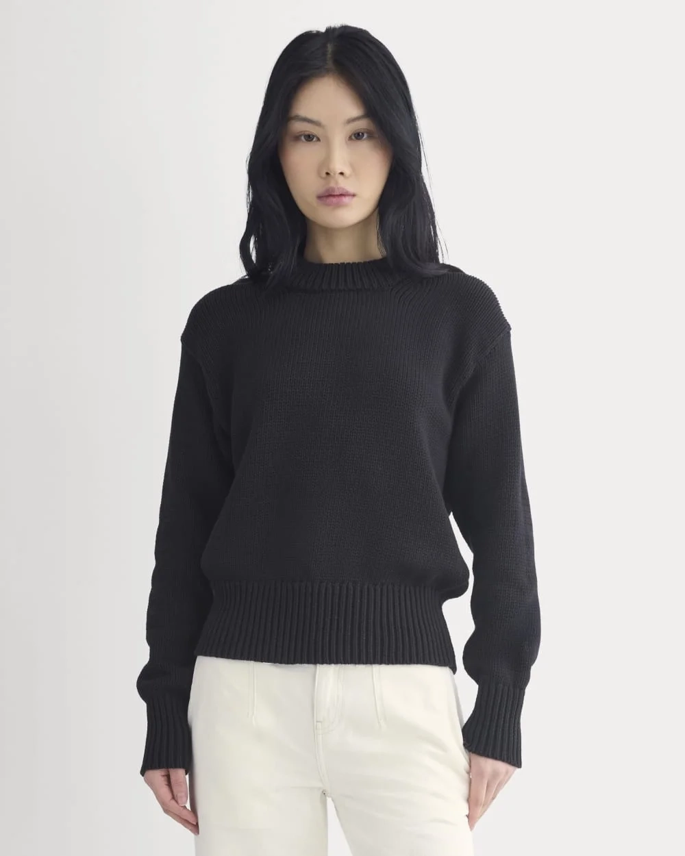 Oversized Cocoon Crew in Elevated Cotton | Black (7)